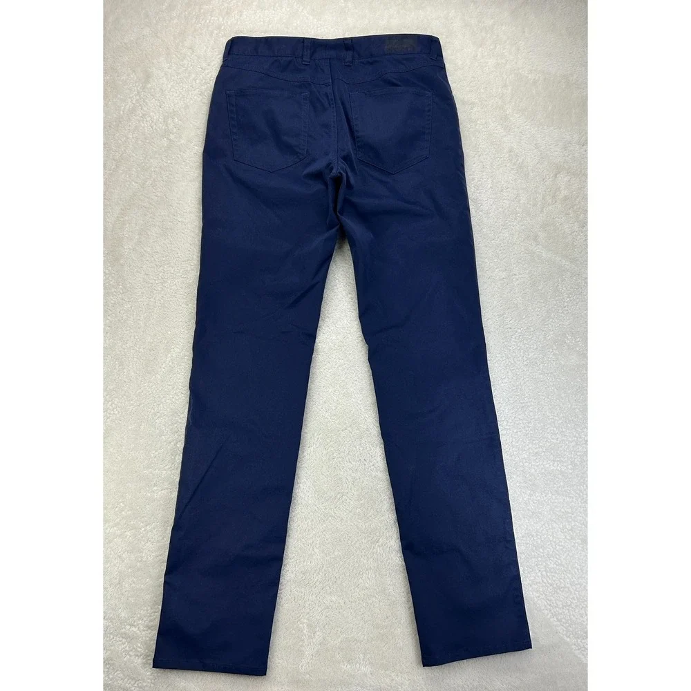 Peter Millar Golf Pants Mens Navy Blue Flat Front Straight Comfort Pockets READ